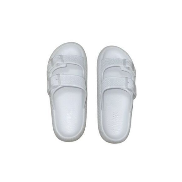 Rouge White Double Strap Slides - Picture 1 of 6